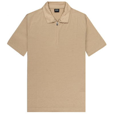 BOSS H-Paras Zip Up SS Polo Beige