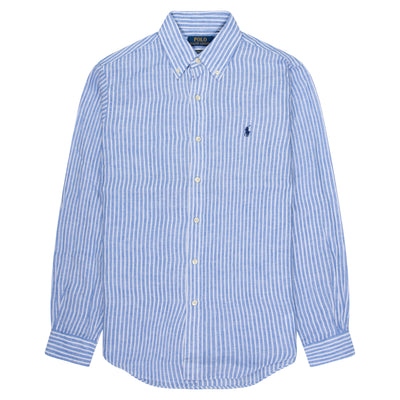 Polo Ralph Lauren Blue/White Stripe LS linen Shirt