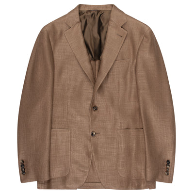 Canali Silk Wool Hopsack Blazer Brown