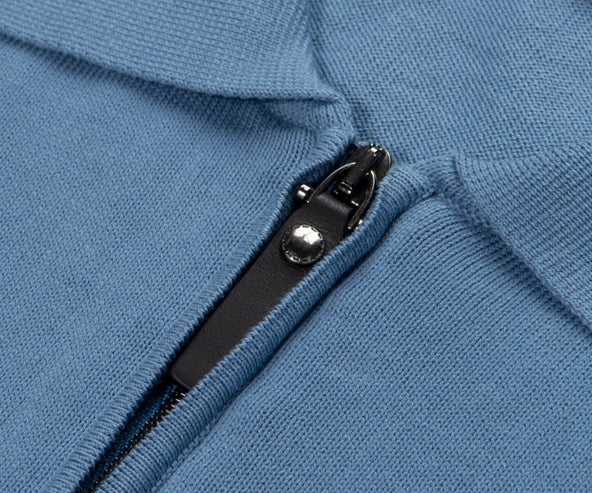 Canali 1/4 Zip Knitted Polo Sky Blue
