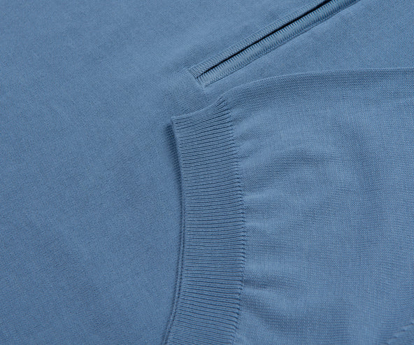 Canali 1/4 Zip Knitted Polo Sky Blue