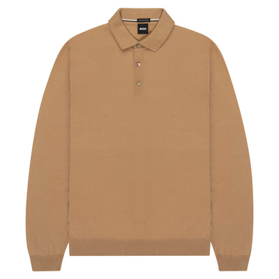 BOSS Lancione LS Wool Polo Medium Beige