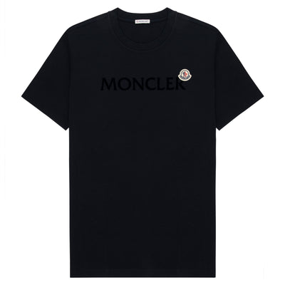 Moncler Navy Velvet Logo Cotton T-Shirt
