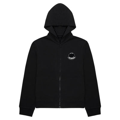 Moncler Black  Fuzzy Logo Zip Up Hoodie