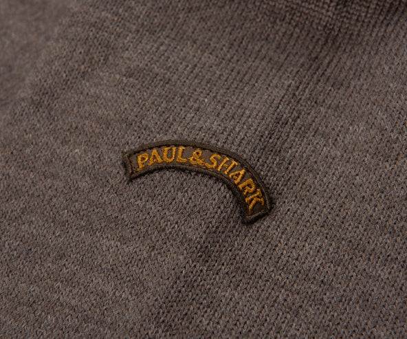 Paul & Shark Brown Knitted Ribbed Crewneck Sweater