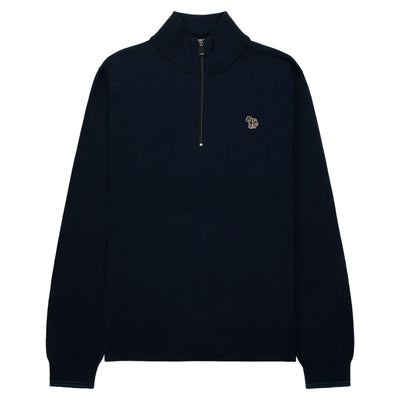 Paul Smith Navy Cotton Zebra 1/4 Zip Sweater