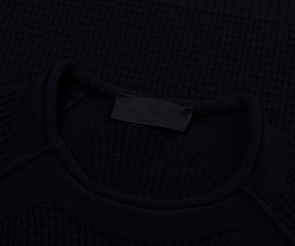 Stone Island Ghost Navy Waffle Knitted Sweater