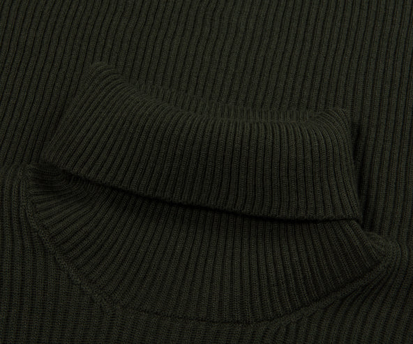 Stone Island Green Knitted Ribbed Roll Neck