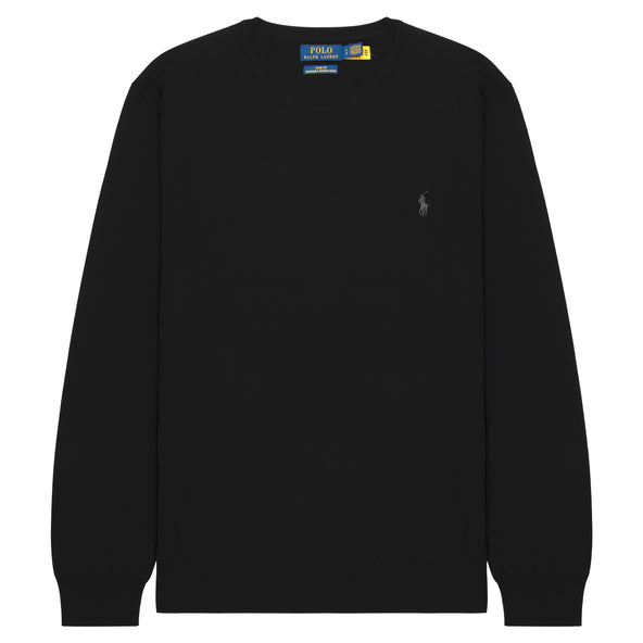 Polo Ralph Lauren Black Merino Wool Crewneck