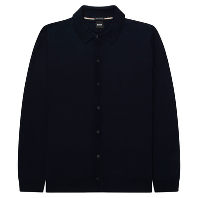 Boss Navy Helbert Full Button LS Polo