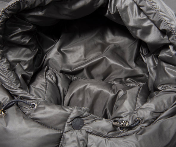 Moncler Couyere Silver Hooded Puffer Jacket