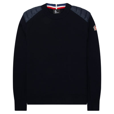 Moncler Grenoble Navy Shoulder Padded Knitted Sweater