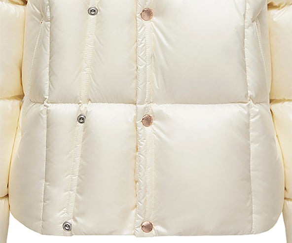 Moncler Serfanto Off White Nylon Hooded Down Jacket