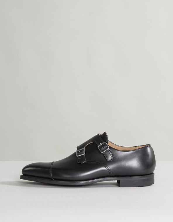 Crockett & Jones 'Lowndes' Calf Leather Double Monk Shoes With 'City' Soles Black