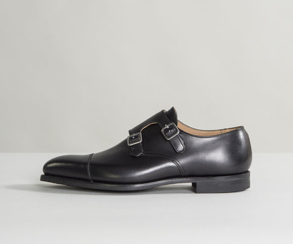 Crockett & Jones 'Lowndes' Calf Leather Double Monk Shoes With 'City' Soles Black