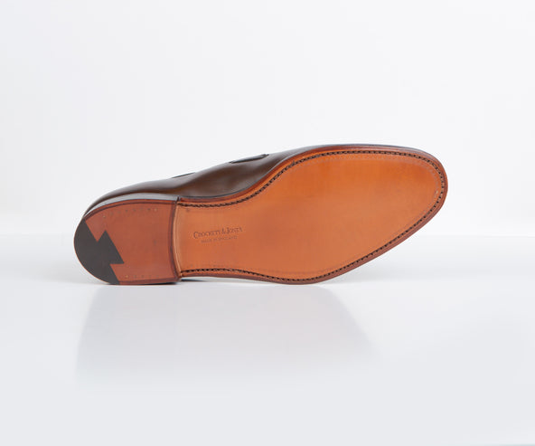 Crockett & Jones Cavendish Burnished Calf Leather Loafers Dark Brown