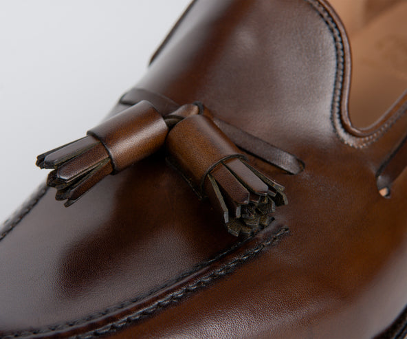 Crockett & Jones Cavendish Burnished Calf Leather Loafers Dark Brown