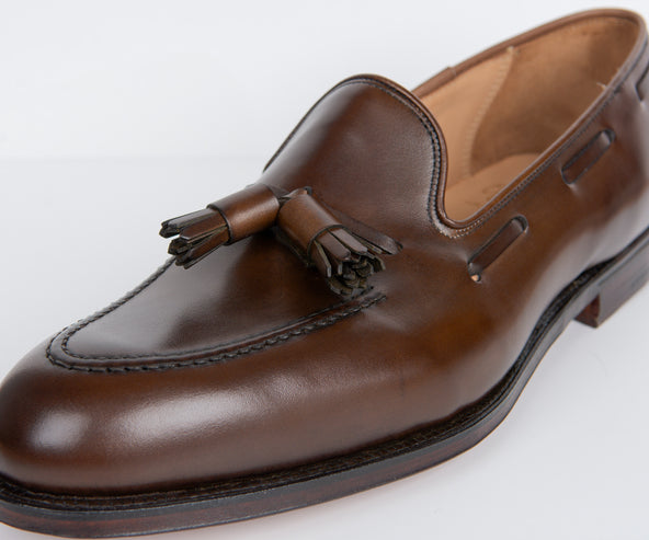 Crockett & Jones Cavendish Burnished Calf Leather Loafers Dark Brown
