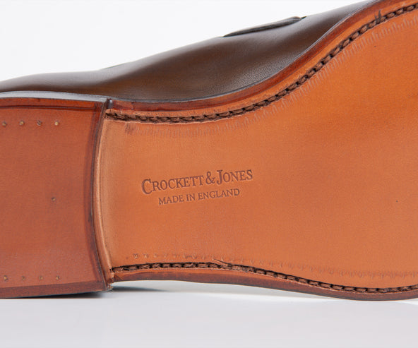 Crockett & Jones Cavendish Burnished Calf Leather Loafers Dark Brown