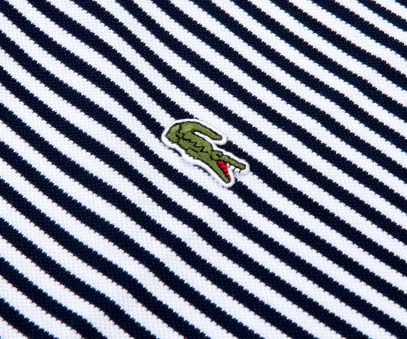 Lacoste Striped Pique Polo Navy/White