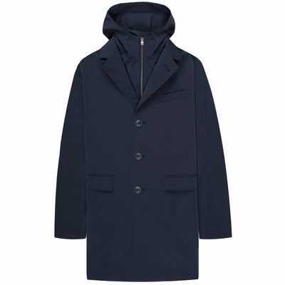 Herno Hooded Trench Coat Navy