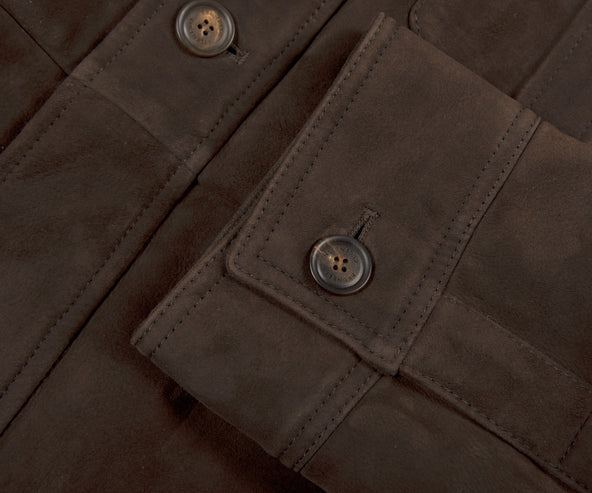 BRUNELLO CUCINELLI Suede Field Jacket Patch Pockets Brown