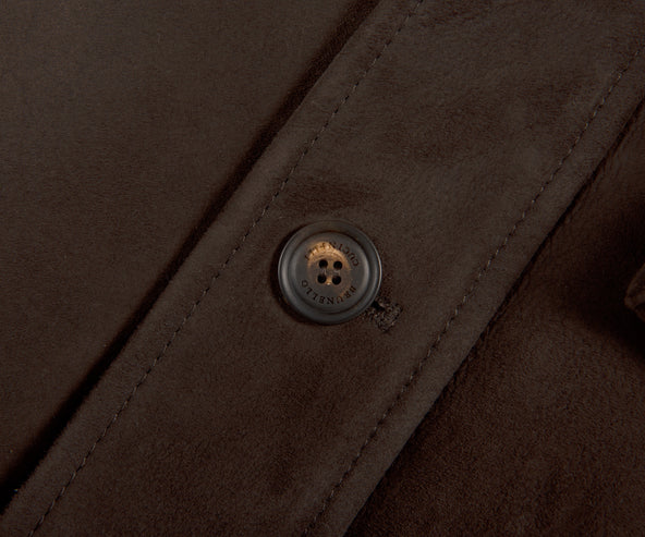 BRUNELLO CUCINELLI Suede Field Jacket Patch Pockets Brown