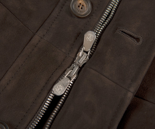 BRUNELLO CUCINELLI Suede Field Jacket Patch Pockets Brown