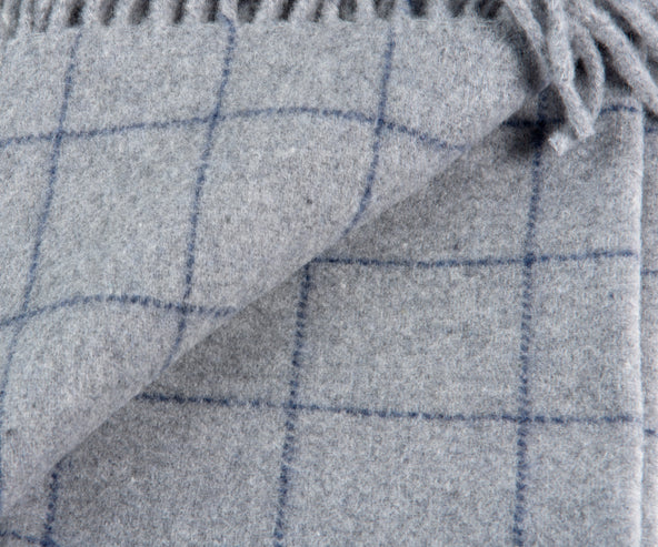 Polo Ralph Lauren Windowpane Plaid Wool Scarf Grey Heather