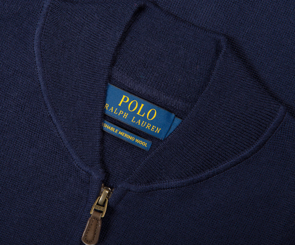 Polo Ralph Lauren Washable Wool Full Zip Jumper Hunter Navy