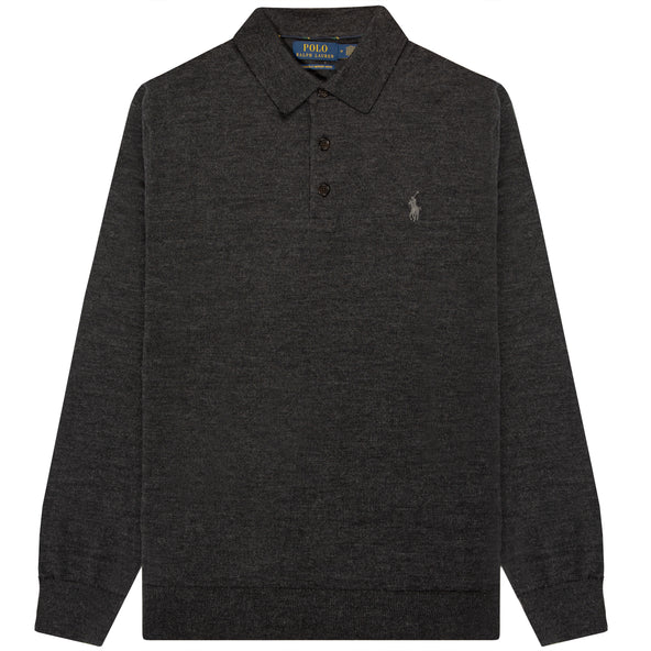 Polo Ralph Lauren Washable Wool Polo-Collar Jumper Dark Granite Heather