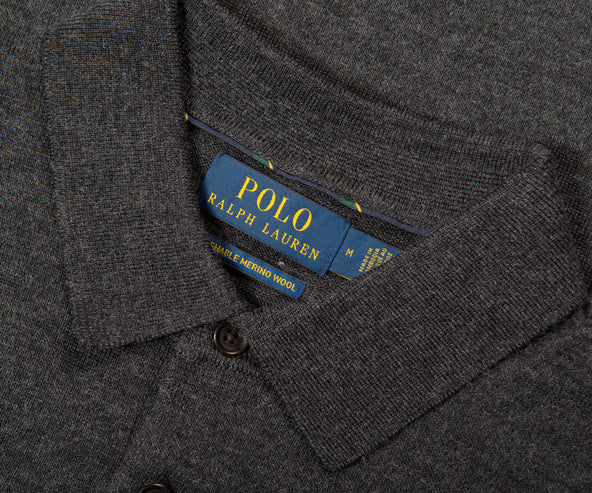 Polo Ralph Lauren Washable Wool Polo-Collar Jumper Dark Granite Heather