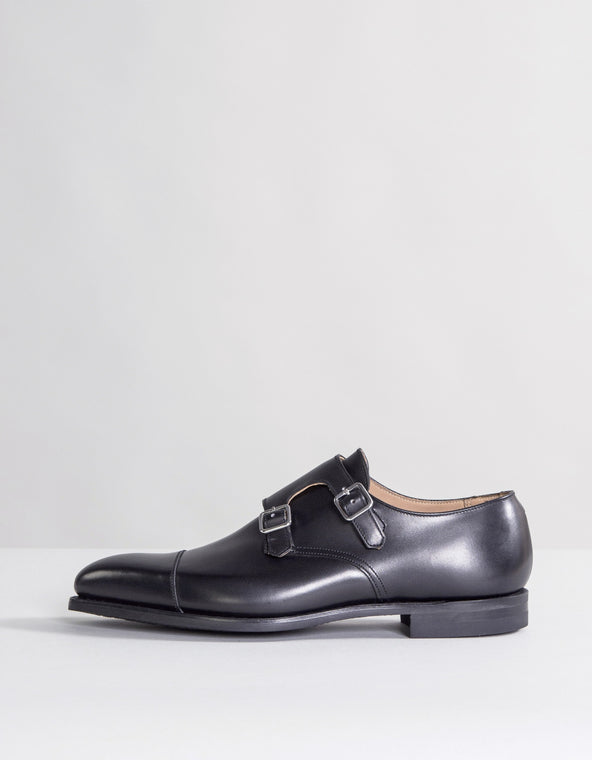Crockett & Jones 'Lowndes' Calf Leather Double Monk Shoes With 'City' Soles Black