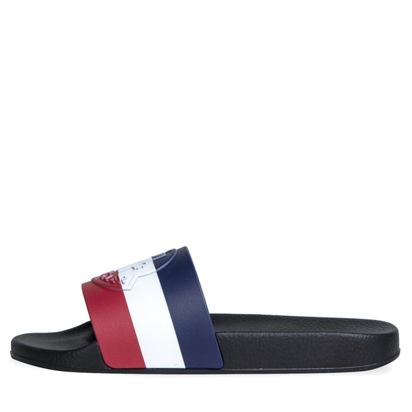 Moncler 'Basile' Striped Logo Slider Black
