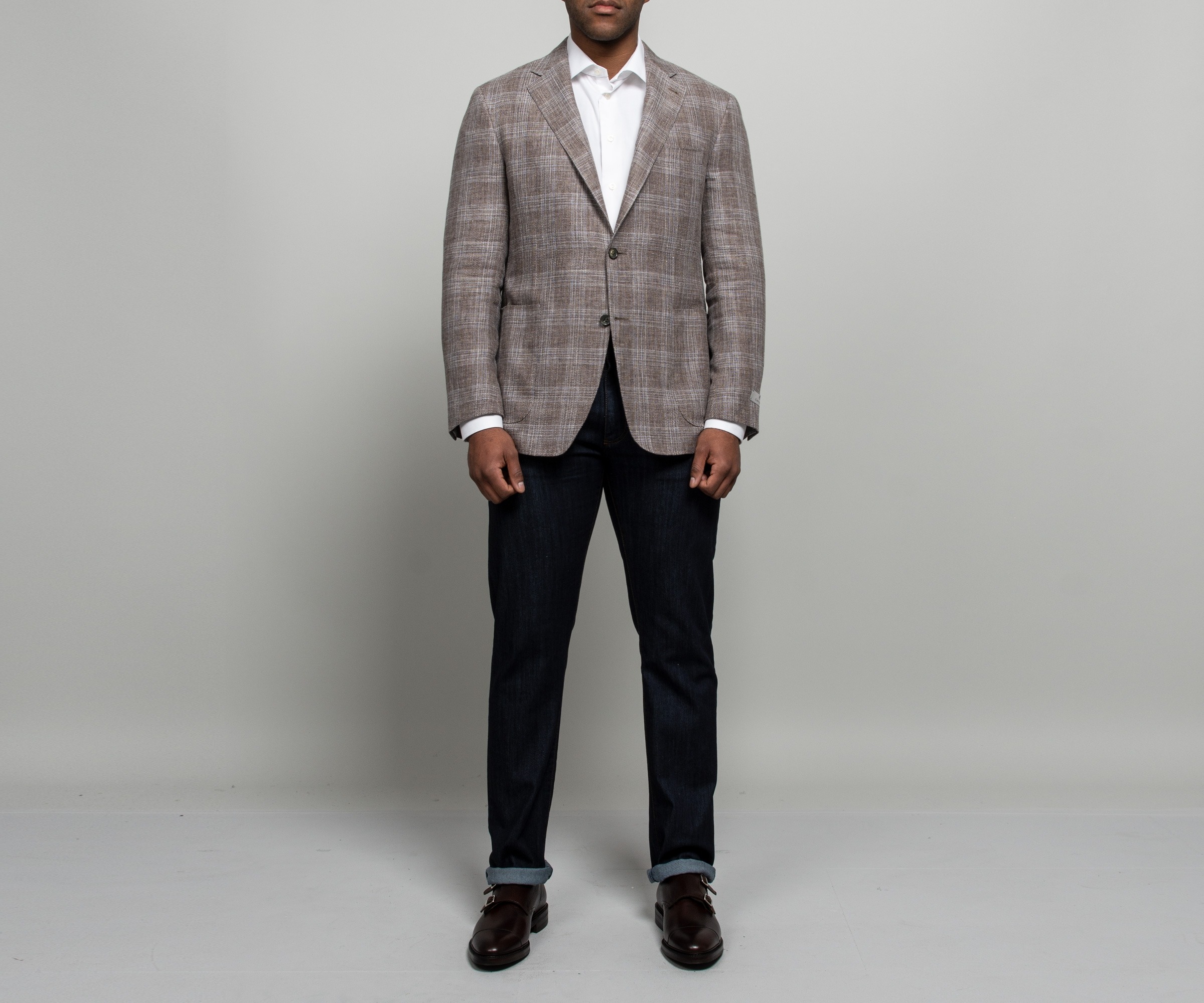 Canali ’Kei’ Checked Jacket Taupe