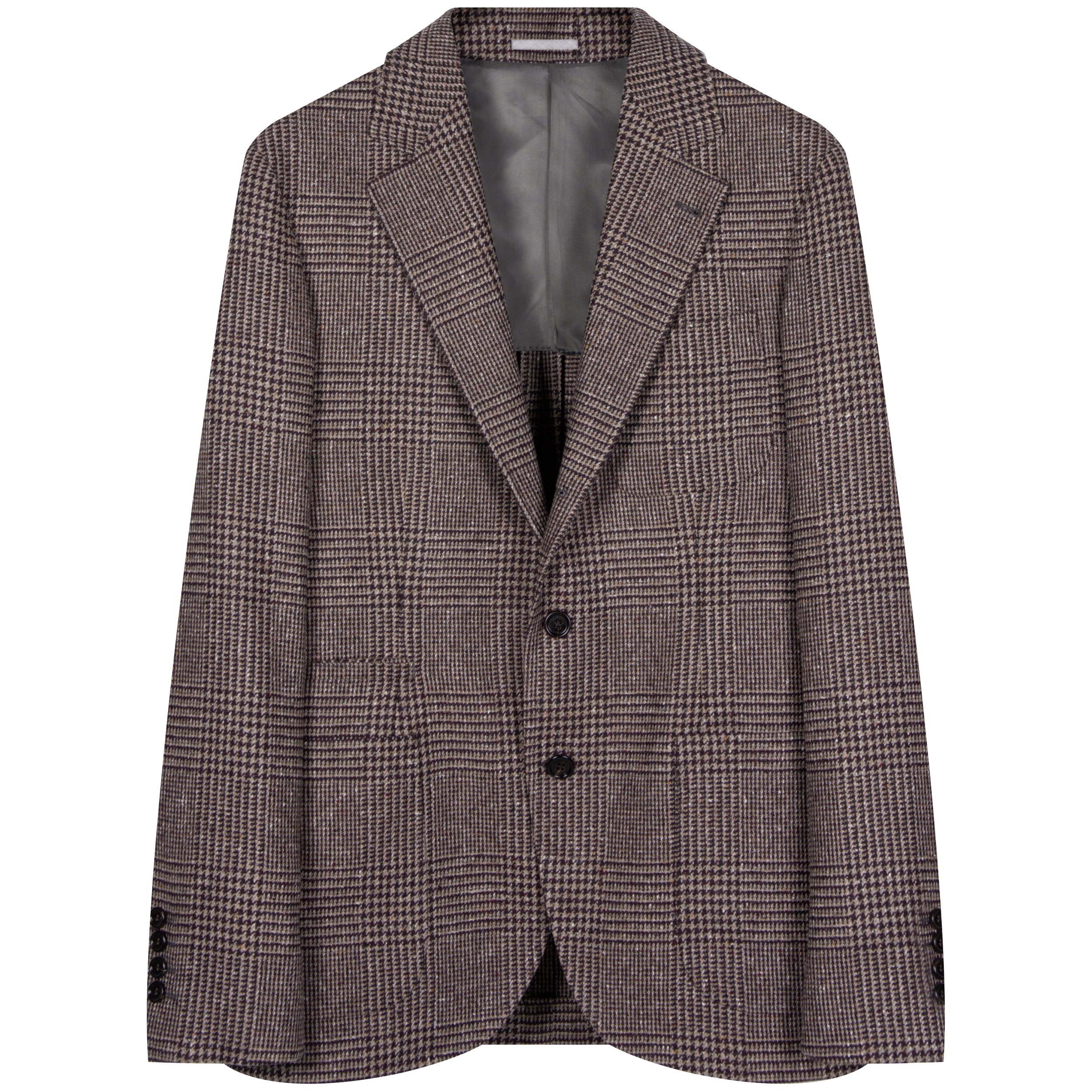 BRUNELLO CUCINELLI ’Prince Of Wales’ Check Unstructured Tailored Jacket Brown