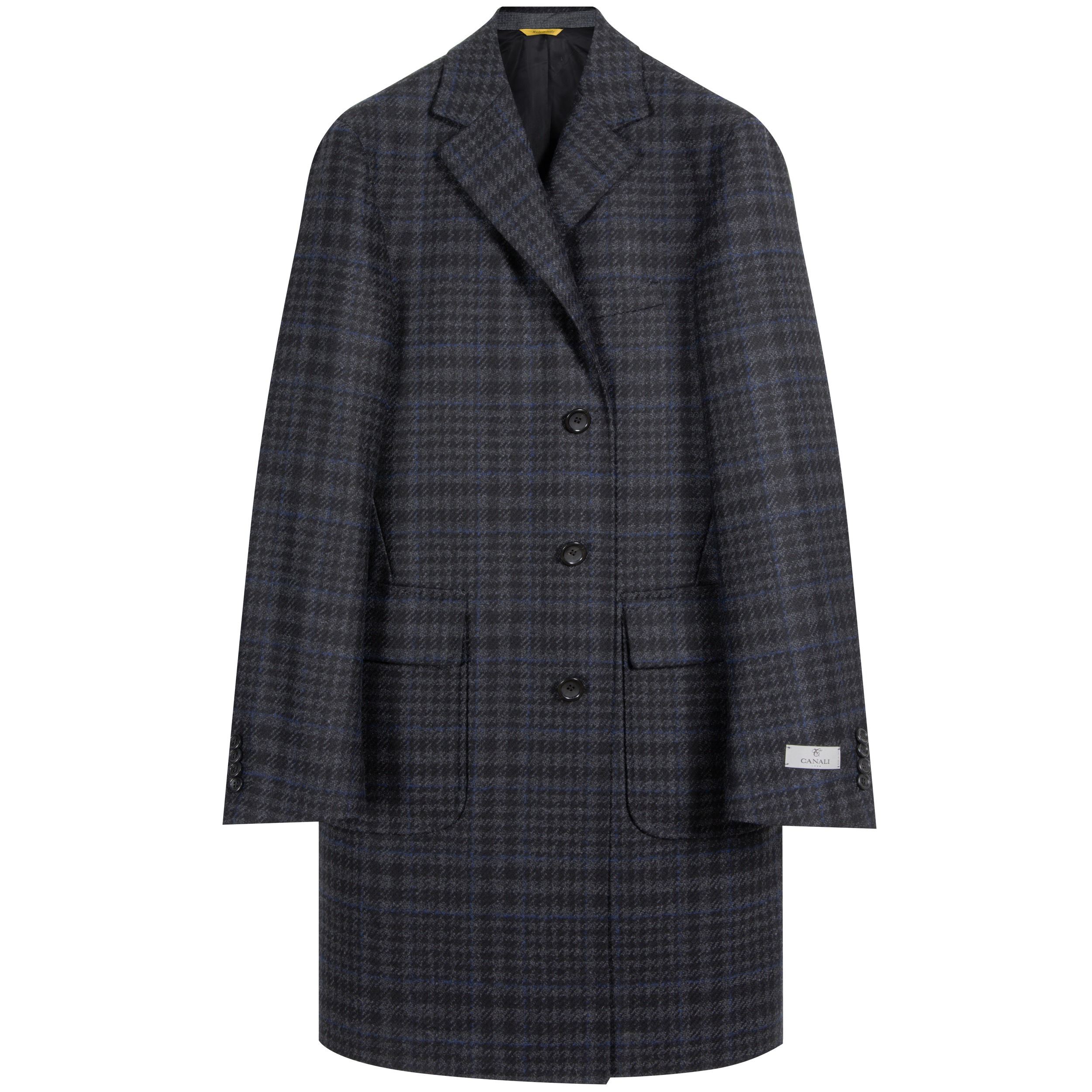 Canali ’Kei Impeccabile’ Checked Overcoat Grey