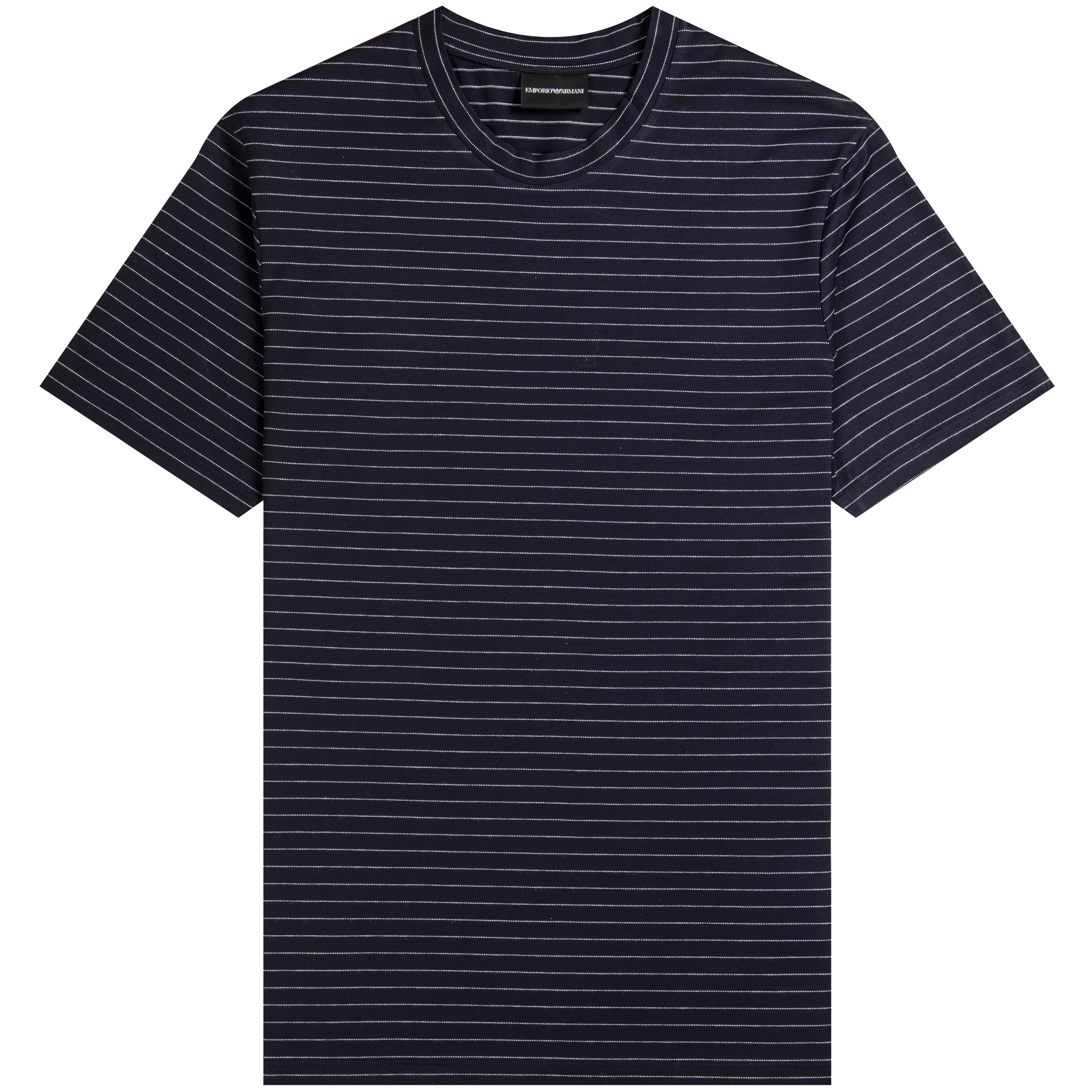 Emporio Armani Crew Neck T-Shirt With Broken Stripe Detail Navy