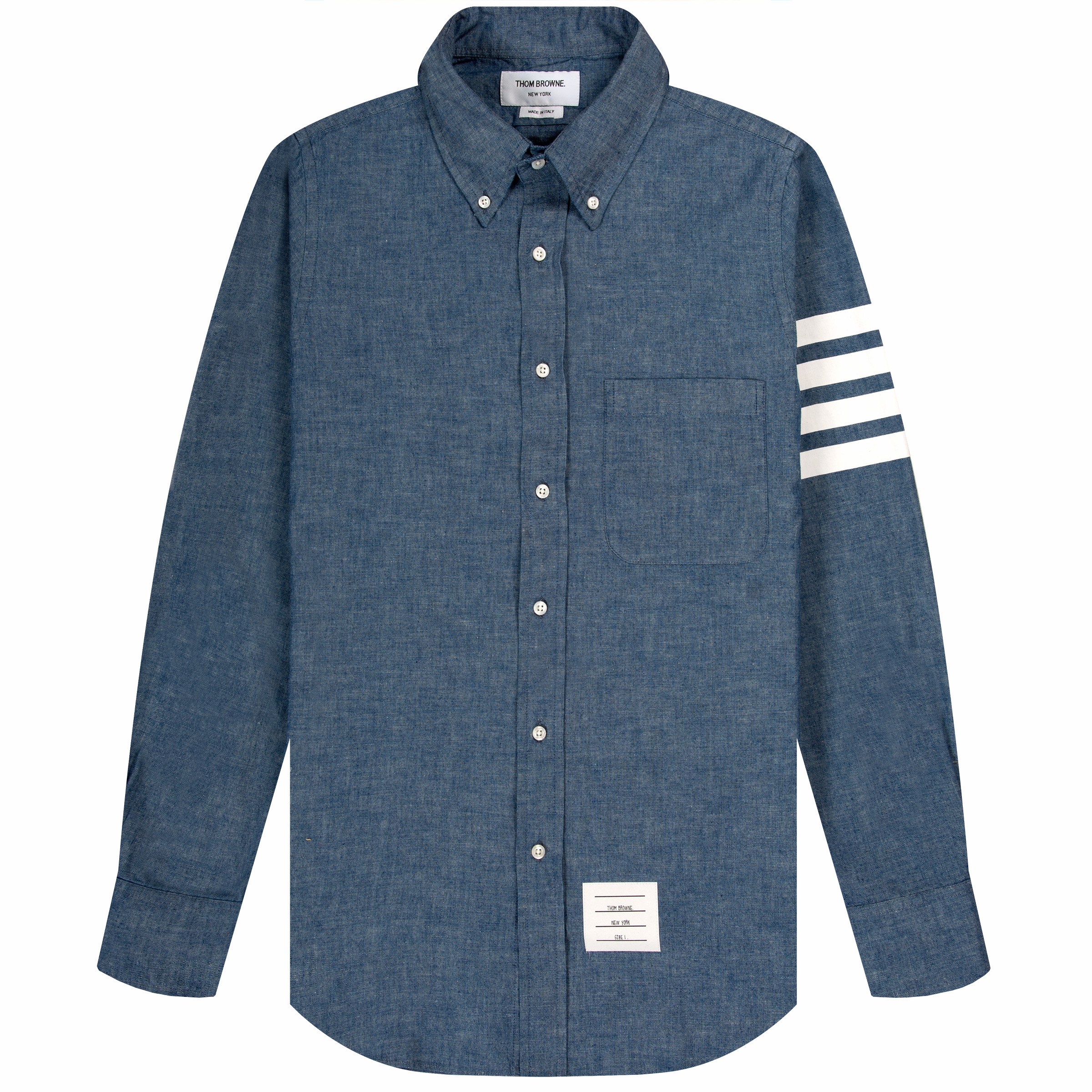 Thom Browne Straight Fit Chambray Shirt Blue