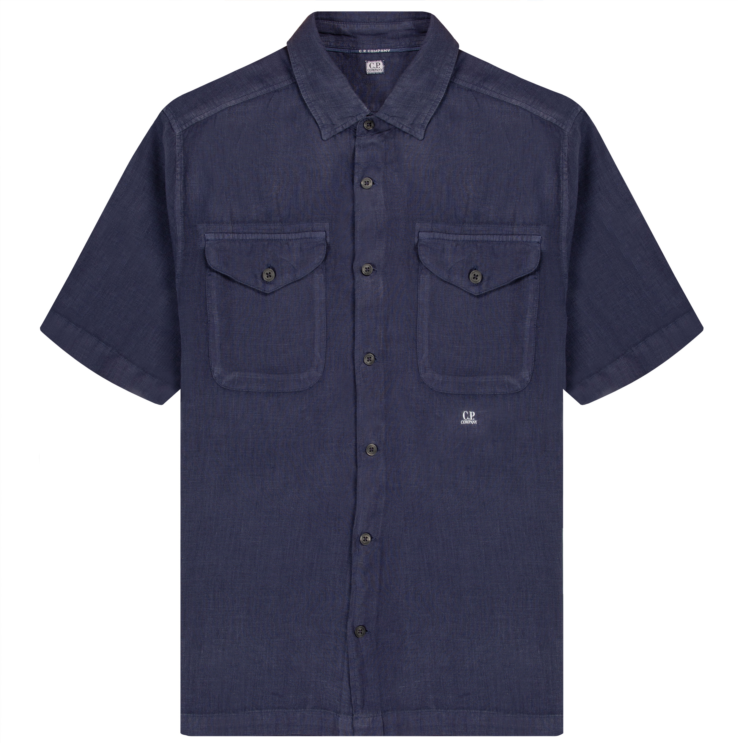 C.P. Company Lino Pockets SS Shirt Medieval Blue