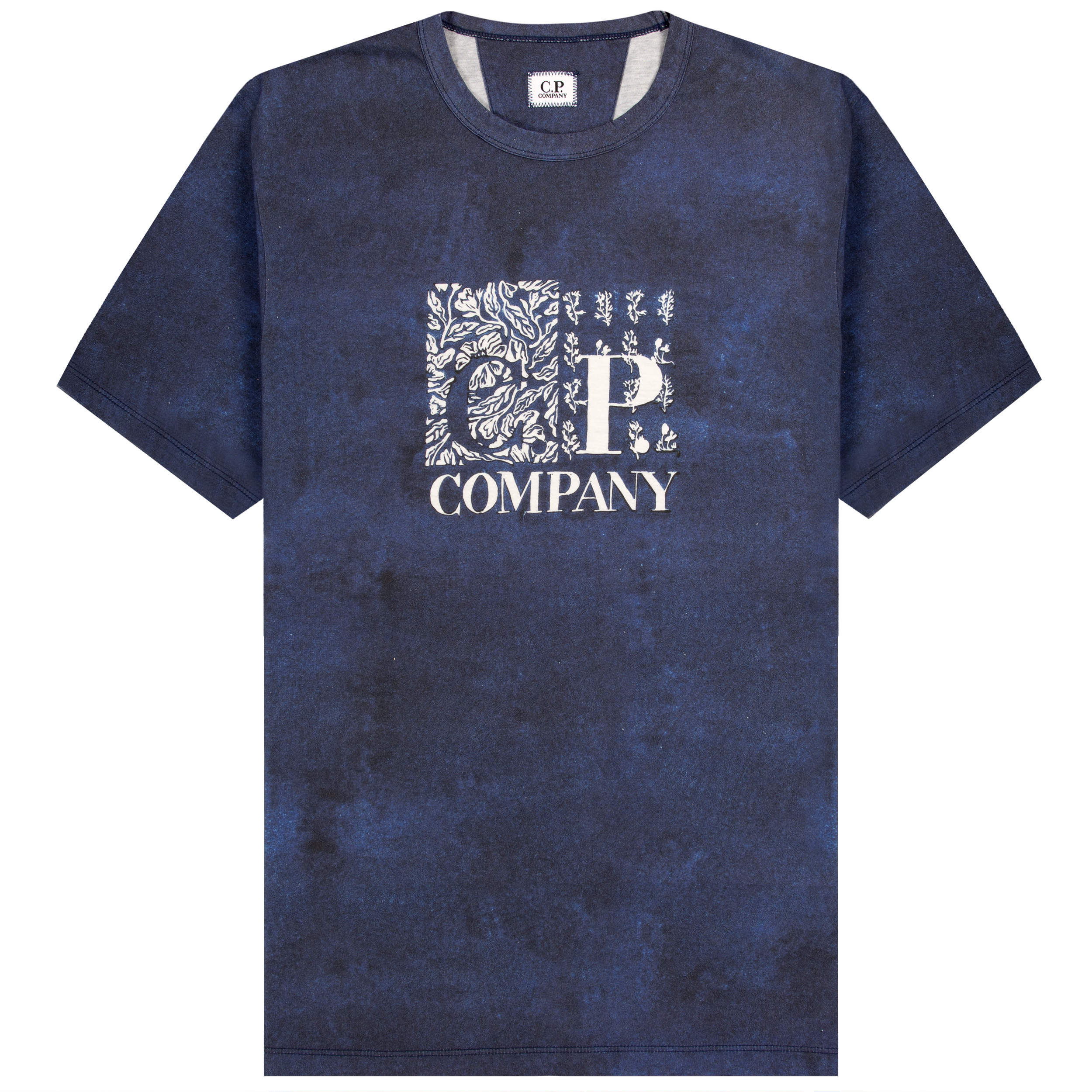 C.P. Company Relaxed Fit Floral Print Logo T-Shirt Medieval Blue