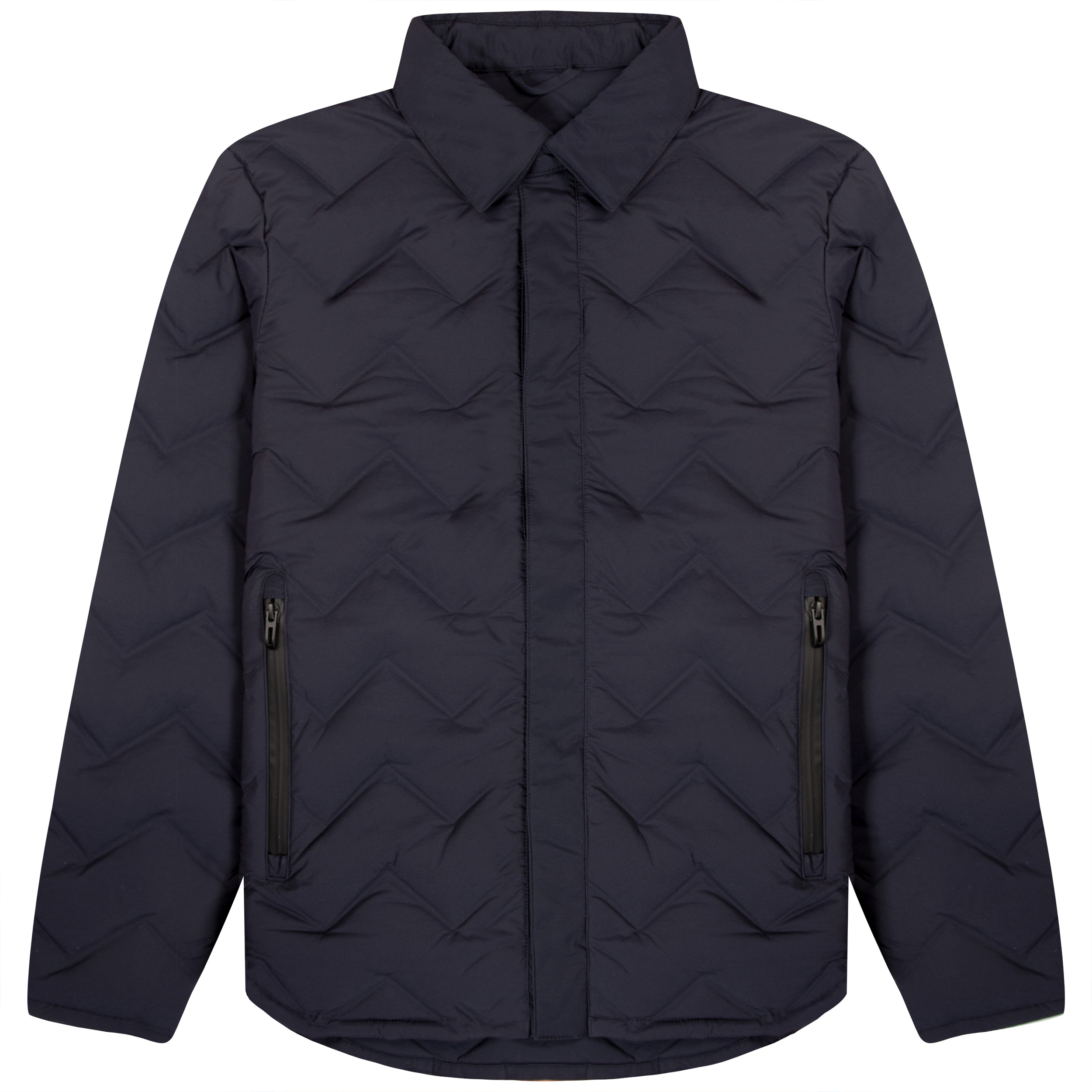 Emporio Armani Chevron Quilted Classic Collar Packable Down Jacket Navy