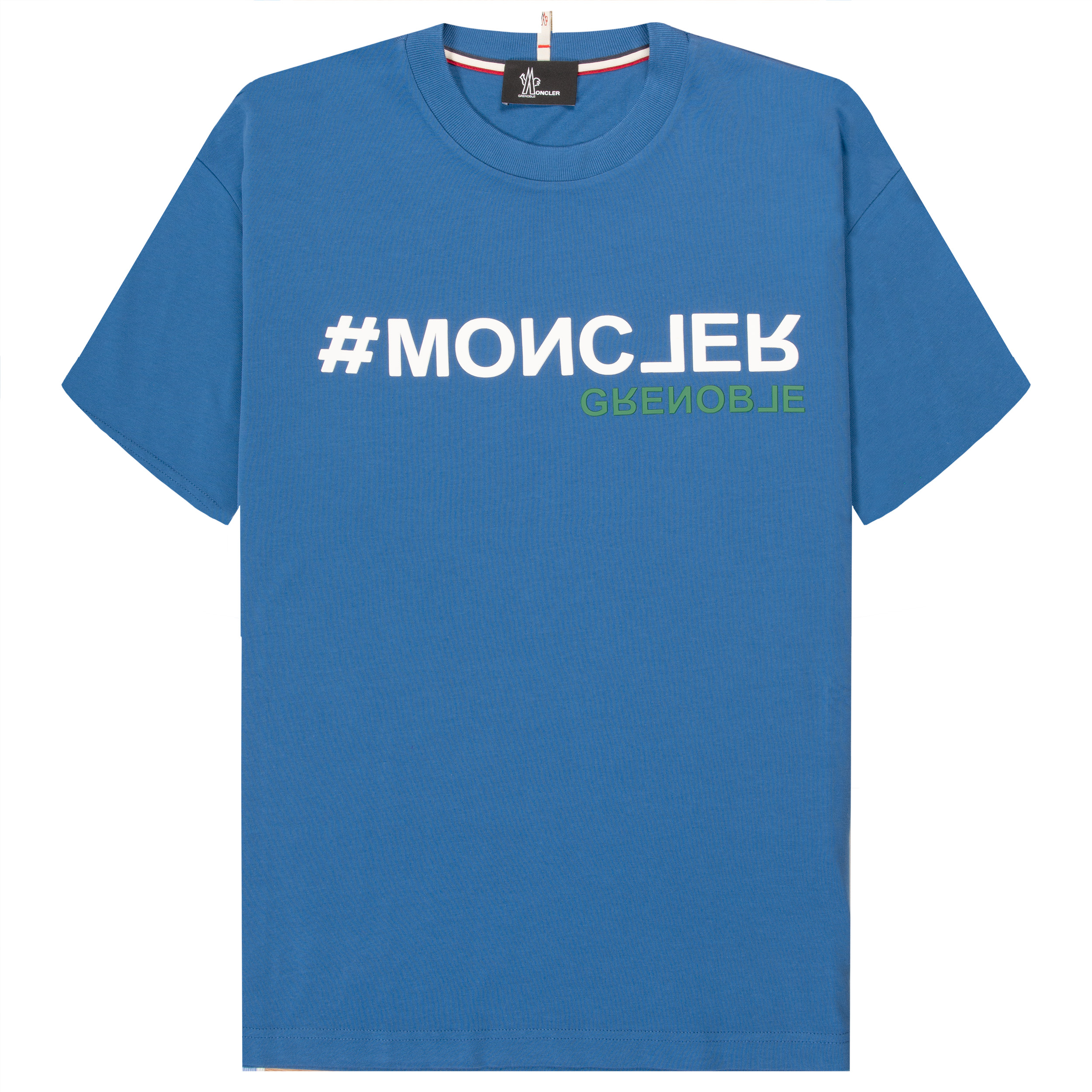 Moncler Grenoble Hashtag Printed Logo T-Shirt Blue
