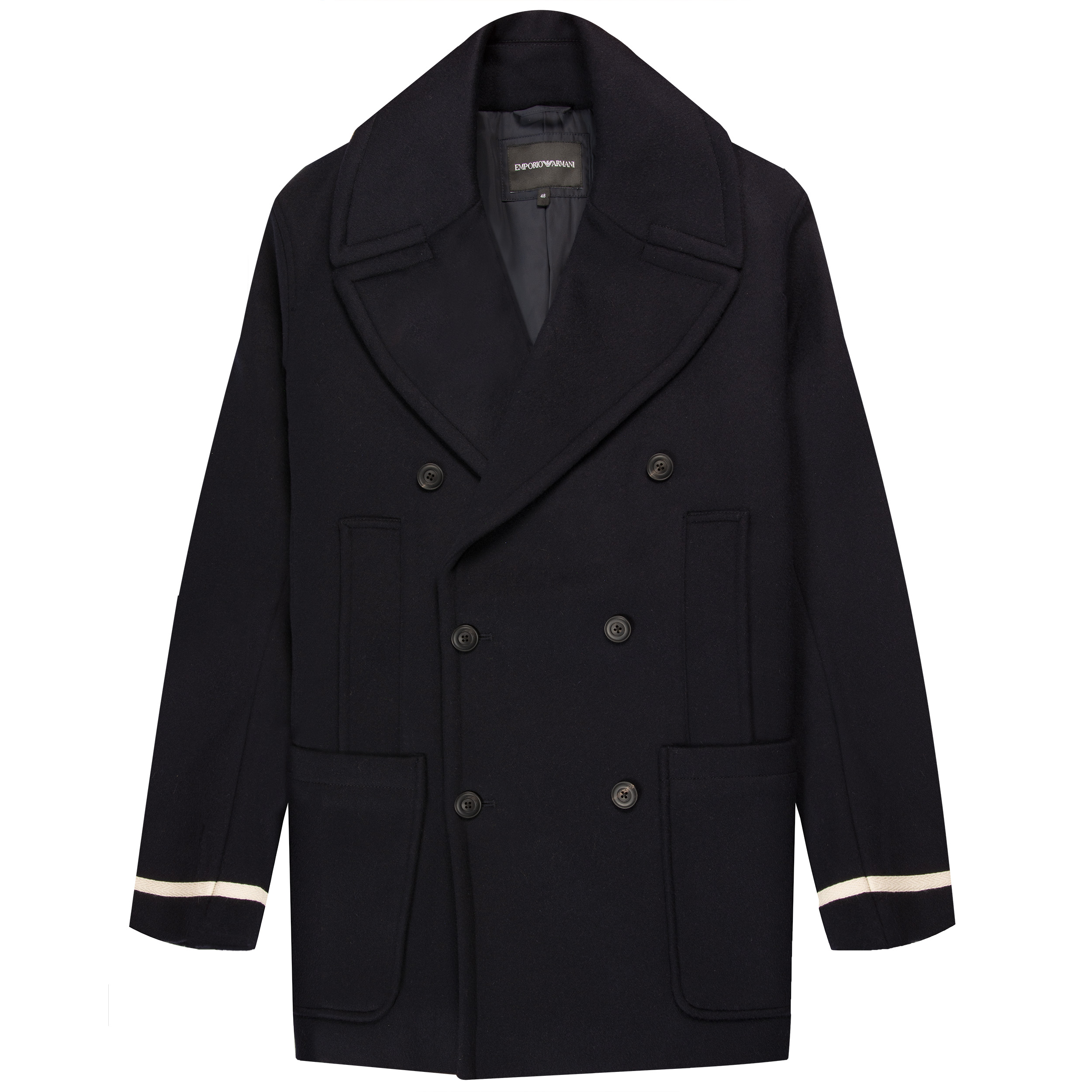Emporio Armani Double Breasted Padded Peacoat Navy