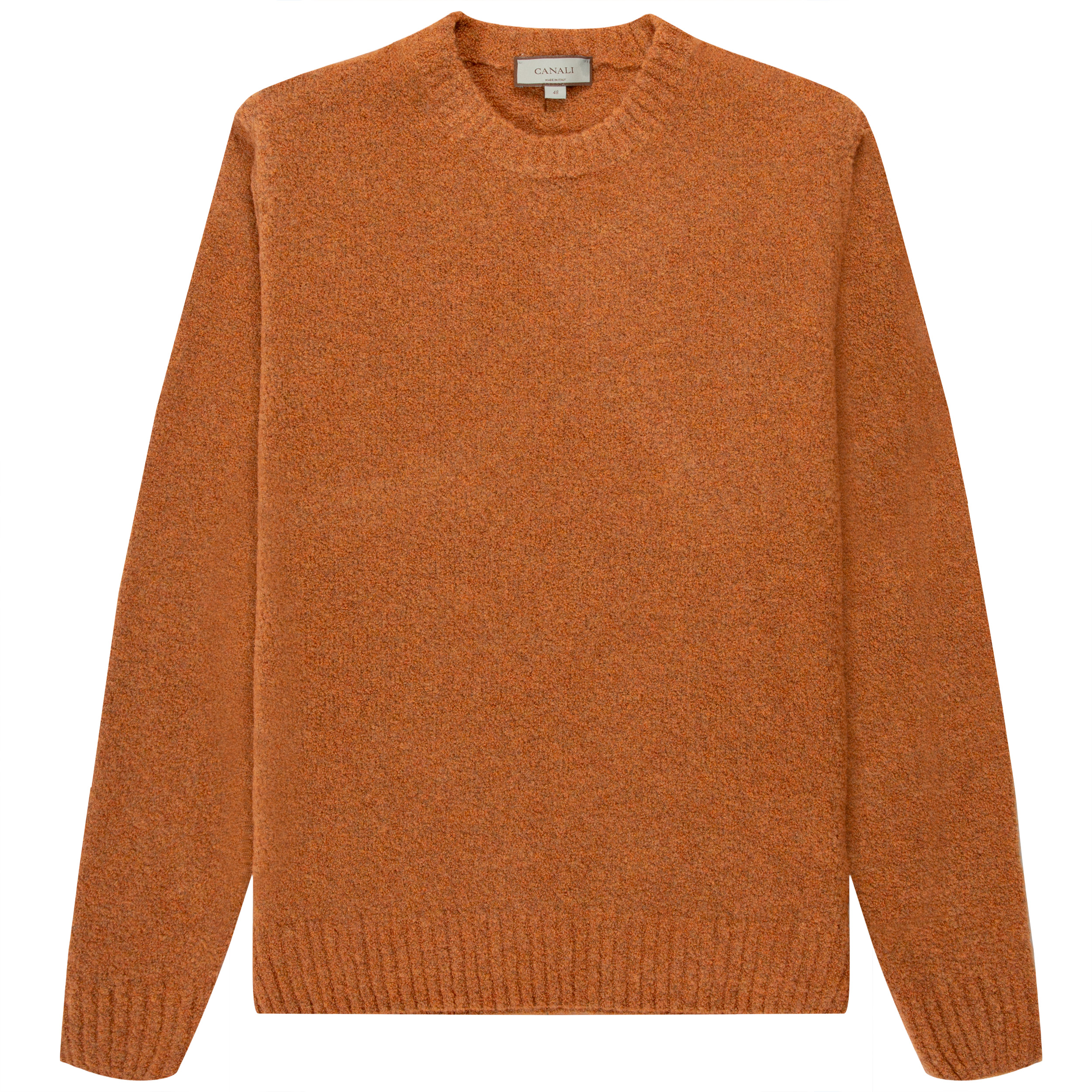 Canali Mixed Wool Boucle Crewneck Knit Orange