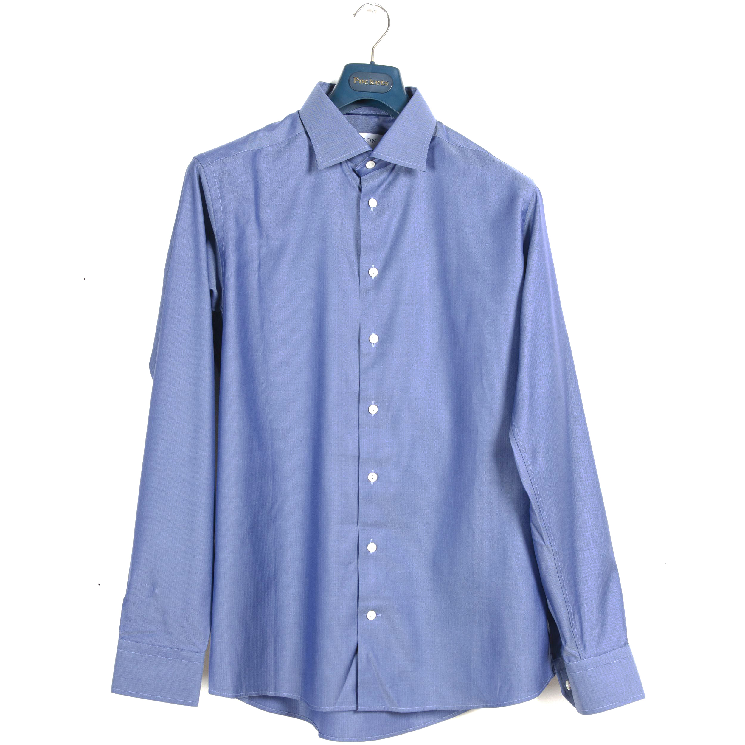 Eton Slim Fit Herringbone Twill Shirt Blue