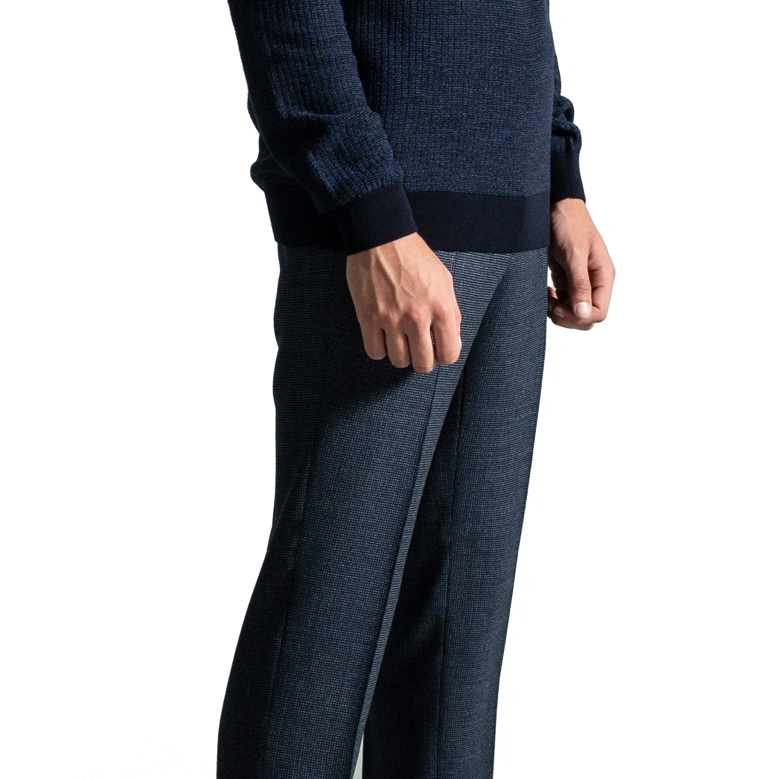 HUGO BOSS ’Genesis4’ Textured Design Wool Trousers Navy