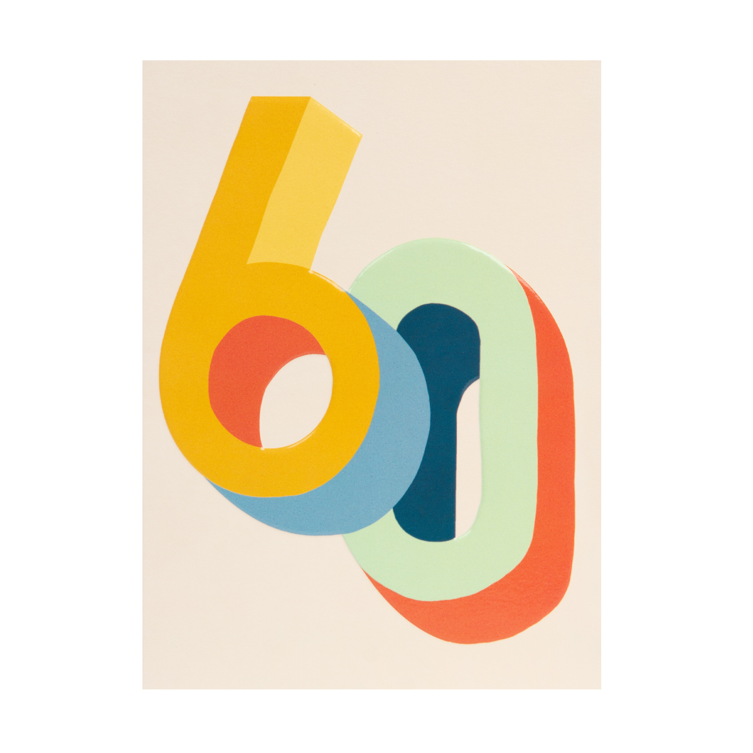 RASPBERRY BLOSSOM ’60’ Bright Colourful 3D Birthday Card