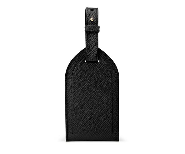 Smythson Luggage Tag Panama Leather Black