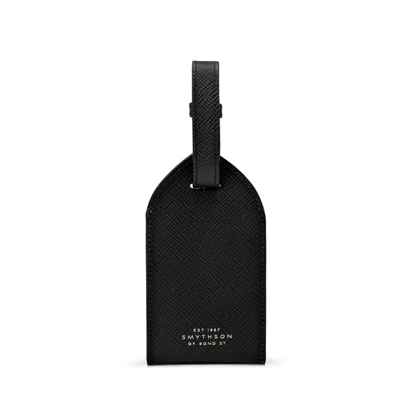 Smythson Luggage Tag Panama Leather Black